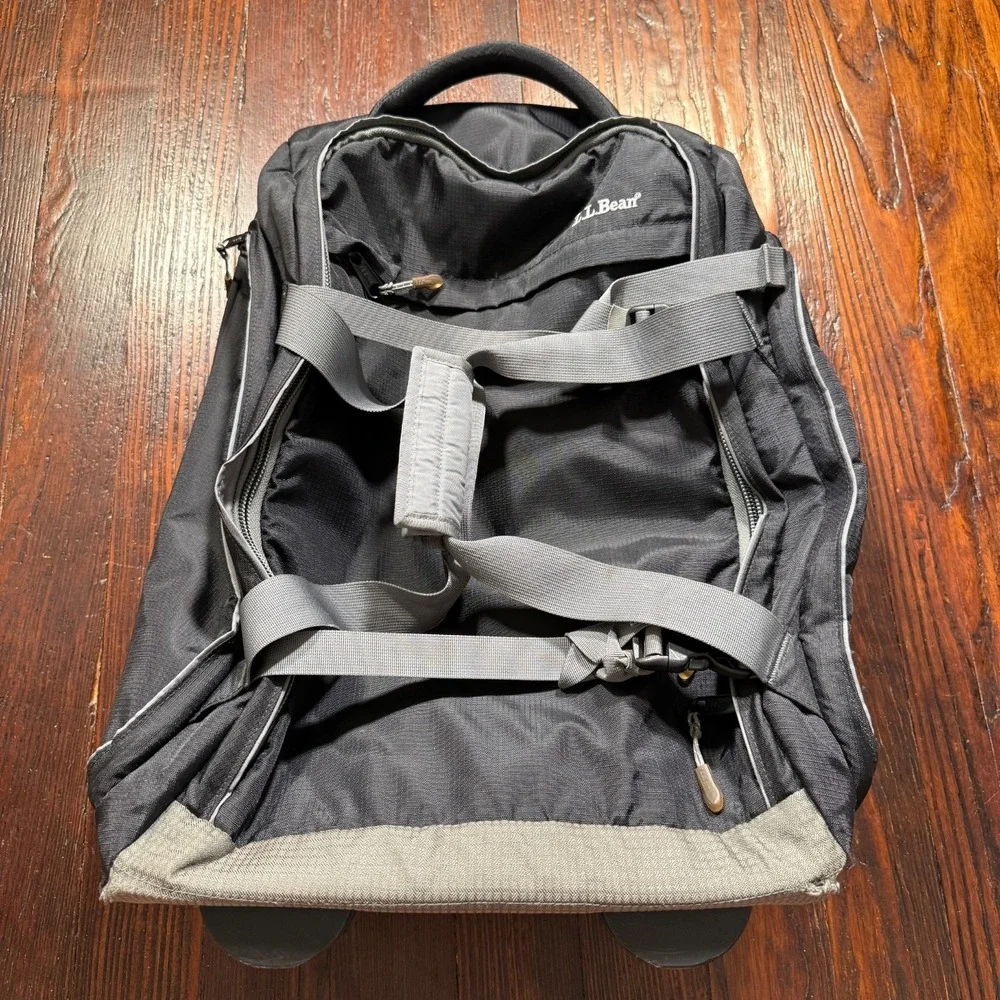 LL Bean Luggage Rolling Duffle Bag Wheeled Adventure Travel Black Gray